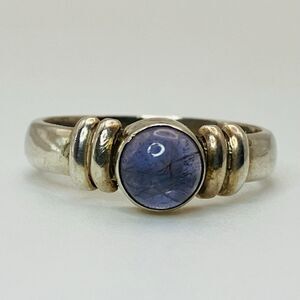 Sterling Silver Solitaire Ring With  Purple Stone Size 6, 3.18g